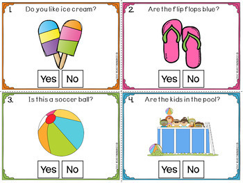 Yes No Question Cards (Closed Questions) for Summer by Learning Desk