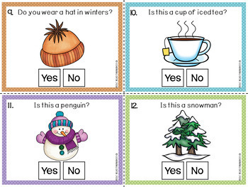 yes no question cards yes no questions speech therapy for winter