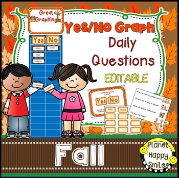 Preview of Yes/No Graph Questions(EDITABLE)~Fall, pumpkins, apples, Halloween,Thanksgiving