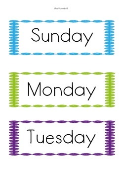 Yesterday was...Today is...Tomorrow is... Days of the Week Cards by ...