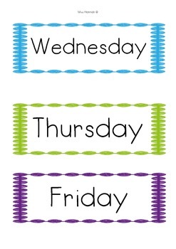 Yesterday was...Today is...Tomorrow is... Days of the Week Cards by ...