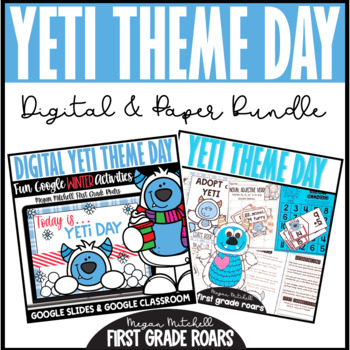 Preview of Yeti Day Digital & Paper Winter Holiday Theme Day Bundle