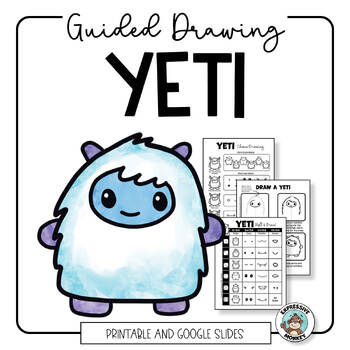 Preview of Yeti Directed Drawing • Google Slides• Roll A Yeti • Winter Art Sub Plan