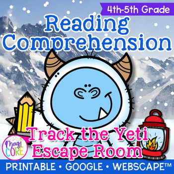 Preview of Yeti Winter Reading Comprehension Escape Room 4th 5th Grade Digital Activity