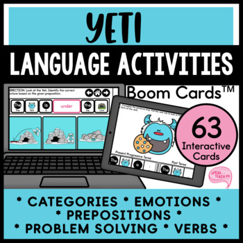 Preview of Yeti Language Activities No Prep Speech Therapy Boom Cards™
