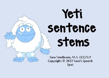 Preview of Yeti Sentence Stems FREEBIE