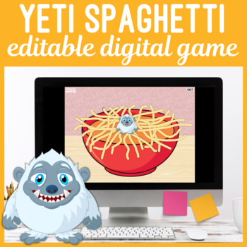 Preview of Yeti Spaghetti Digital Editable Speech Game for Teletherapy or iPad