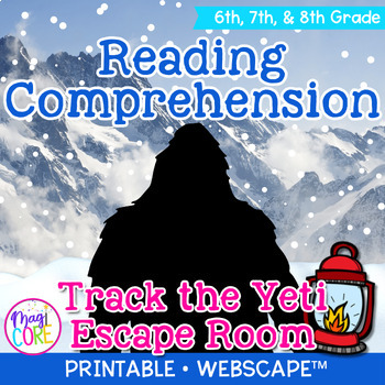 Preview of Yeti Winter Reading Comprehension Escape Room Digital Resource 6th 7th 8th Grade