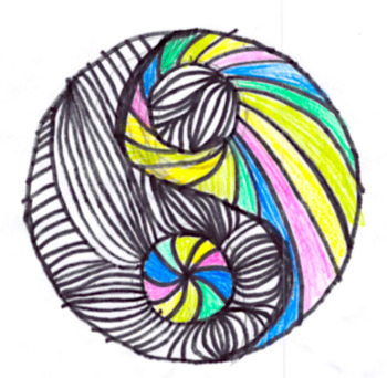 Preview of Yin Yang Zentangle Drawing