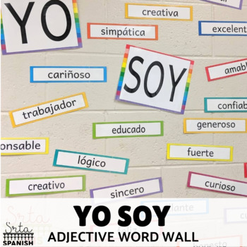 Preview of Spanish Classroom Decor Posters Yo Soy Bulletin Board Poster Set Bright Colorful