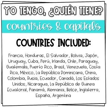 Spanish Places Location Vocabulary Game  Yo Tengo, Quién tiene I have, who  has? - Classful