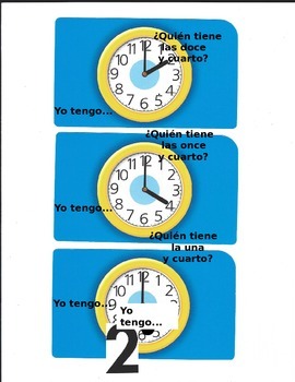 Preview of Yo tengo... ¿Quién tiene...? - Telling Time in Spanish