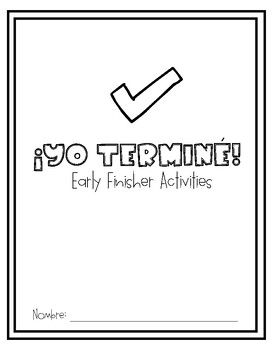 Preview of Yo termine! I'm done! Early Finisher Packet Cover PDF Printable