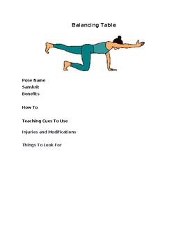 Preview of Yoga Asanas Workbook Blank