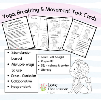 Preview of Yoga, Breathing & Movement Task Cards, Multi Use, Collaboration, Calming SEL
