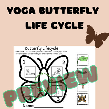 Preview of Yoga Butterfly Life Cycle, OT, PT, Movement breaks, Science, Gross Motor