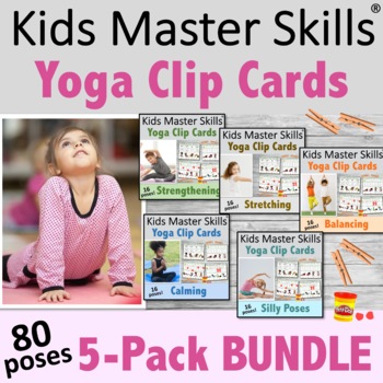 Preview of Yoga Cards BUNDLE - 80 Clip Cards for Strength, Stretching, Balance, and Calm