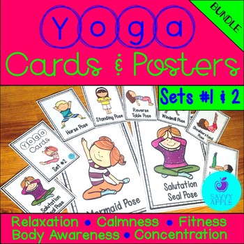 Preview of Yoga Cards and Posters - BUNDLE - Sets #1 and 2 - Savvy Apple