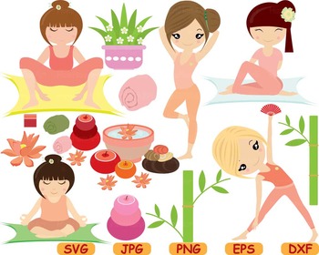 Preview of Yoga Fitness Health SVG Cutting files Clip Art exercise aerobic school sport 68S