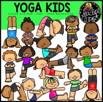 Preview of Yoga Kids Clip Art Bundle {Educlips Clipart}
