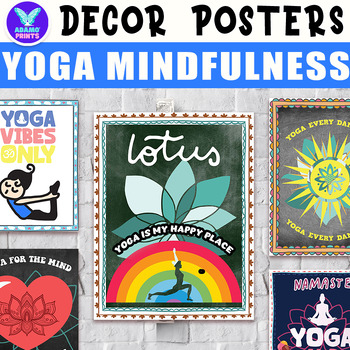 Preview of Yoga Mindfulness Posters Classroom Decor Bulletin Board Ideas