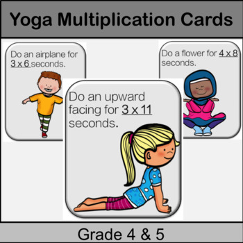 Preview of Fourth and Fifth Grade Math Center: Yoga Multiplication Math Game