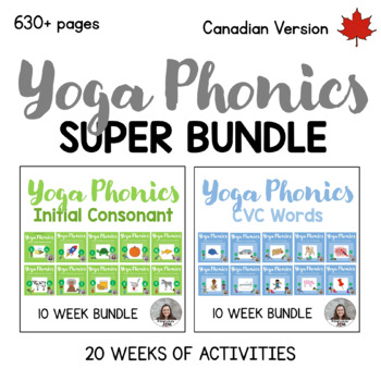Preview of Yoga Phonics SUPER BUNDLE - Initial Consonant and CVC Words - Canadian Spelling