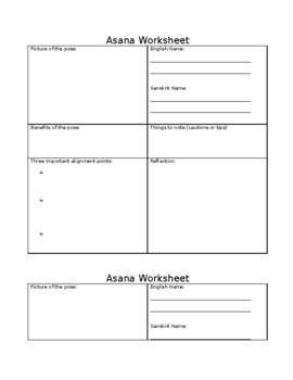 Preview of Yoga Pose/Asana Worksheets