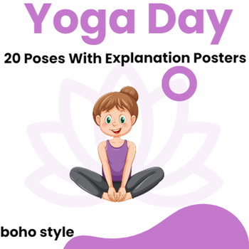 Preview of Yoga Pose Cards for Kids 20 Yoga Poses Posters and a Yoga Journal boho style