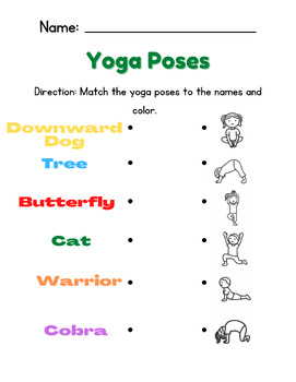 Preview of Yoga Pose Matching Worksheet