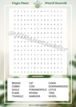 Preview of Yoga Pose Word Search Activity (English, all ages)