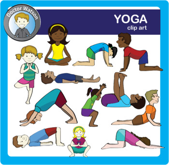 Preview of Yoga Poses Clipart Labeled and Unlabeled