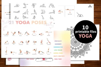 Preview of Yoga Poster, yoga activates pages, colouring page yoga - mandala, playing yoga