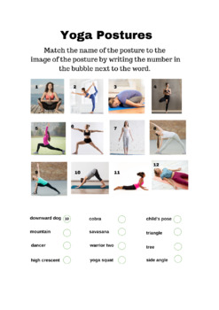 Preview of Yoga Posture Matching Activity/Quiz