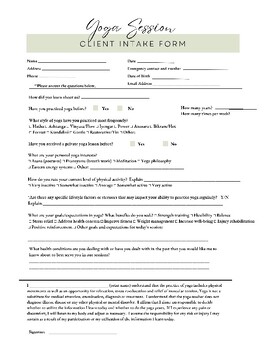 Preview of Yoga Session Intake Form and Follow-Up Form, Private Yoga Client, Yoga Teaching
