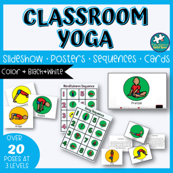 Preview of Yoga Movement Brain Break Classroom Supports- Posters, Sequences, Cards, Slides