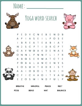 Preview of Yoga Word Search