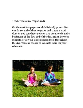 Preview of Back to School Yoga/Classroom pose cards/ meditation activites