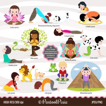 Preview of Yoga clipart, Kids Yoga, Meditation, Excercise clipart, Yoga class, Gym practice