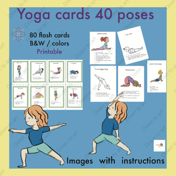 Preview of Yoga flash cards  for kids printable ,activity for everyday
