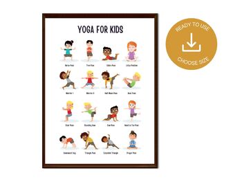 Preview of Yoga for Kids - 5 Posters, Kids Yoga Poster For The Classroom
