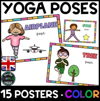 Preview of Yoga poses bulletin board colorful posters mindfulness