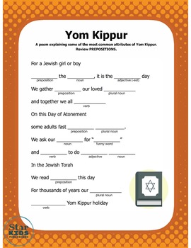 Preview of Yom Kippur Mad Lib (interactive pdf and Google Slide)