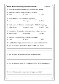 Yona Zeldis McDonough "What Was the Underground Railroad?" worksheets