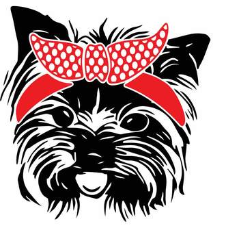 Download Yorkshire Terrier Whit Bandana Silhouette SVG Head face Dog Puppy Family Pet 883
