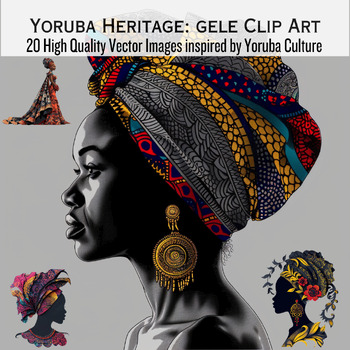 Preview of Yoruba Inspired: Vibrant Gele Clip Art Collection (20 High-Quality PNG Images)
