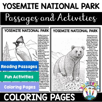 Preview of Yosemite National Park Unit with Coloring Pages Sheets Activity