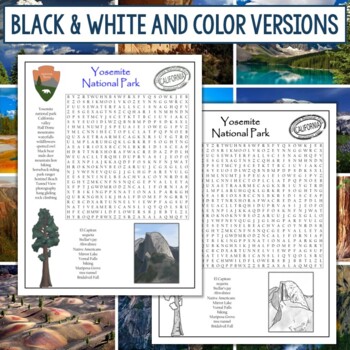 Yosemite National Park Word Search by Dr Loftin s Learning Emporium