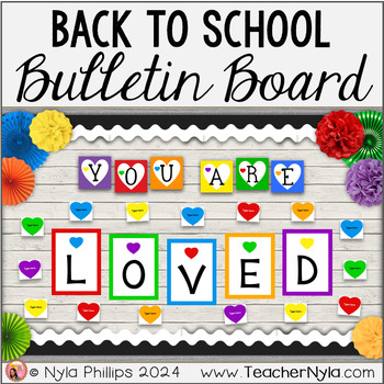 Preview of You Are Loved Valentine's Day Bulletin Board | Colorful Hearts