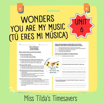 Preview of You Are My Music (Tú eres mi música) - Read and Respond Grade 5 Wonders